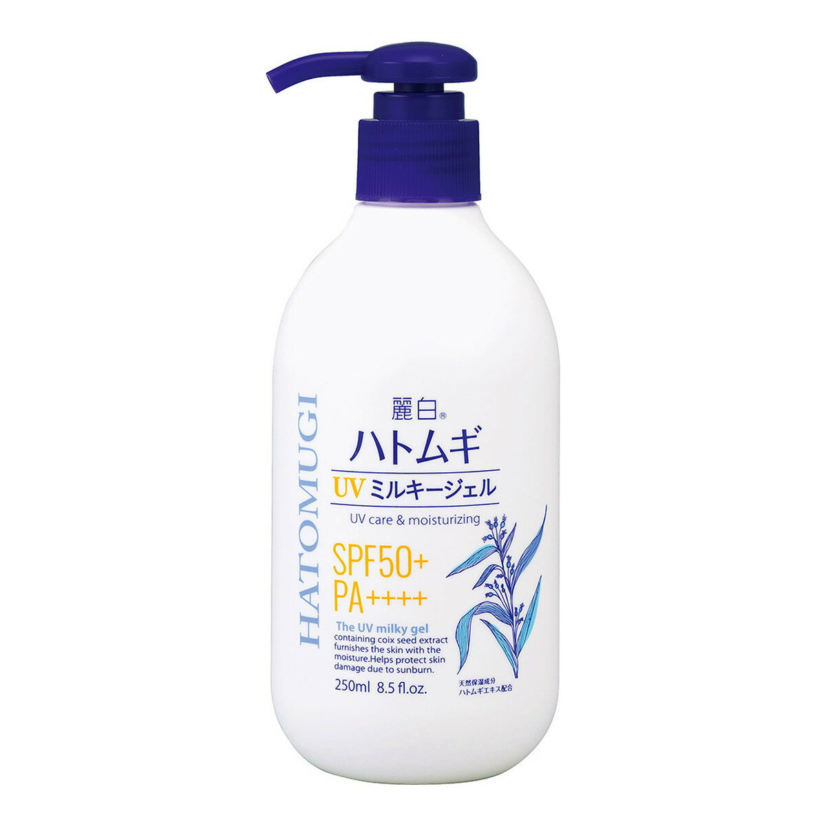 【送料込・まとめ買い×4個セット】熊野油脂 麗白 ハトムギ UV ミルキージェル SPF50+ PA++++ ポンプタイプ 250ml 日焼け止め