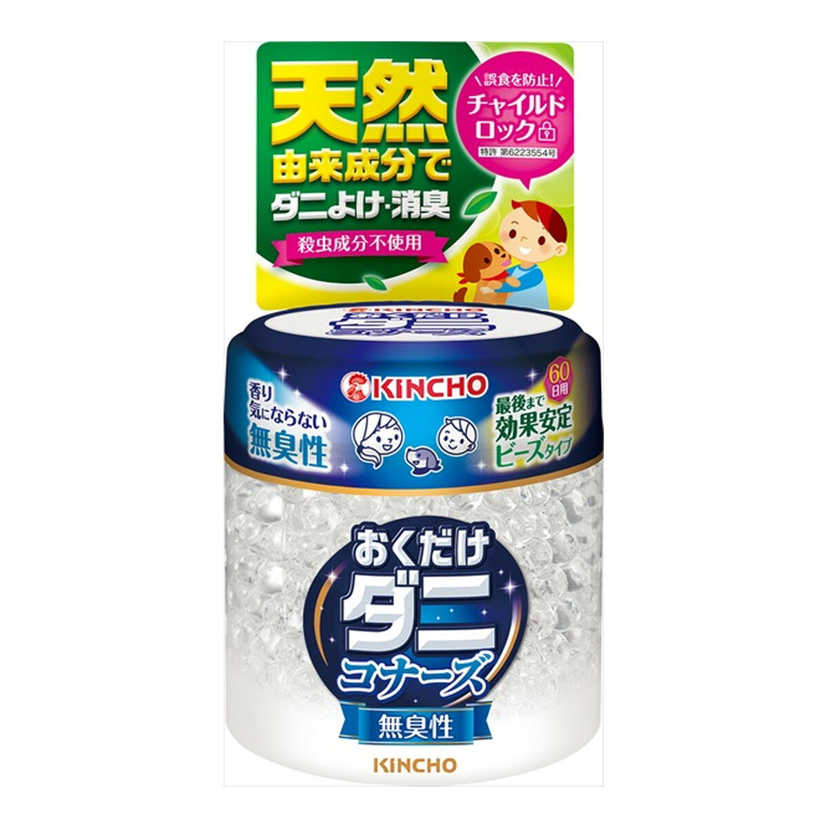 【送料込・まとめ買い×3個セット】大日本除虫菊 金鳥 おくだけ ダニ コナーズ ビーズタイプ 無臭性 60日用 170g
