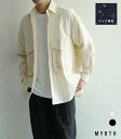 myrth|シャツ トップス メンズ 長袖 オーバーシャツ ポケット プルオーバー 無地 オフホワイト ブラック M L マイルス 2406(4)