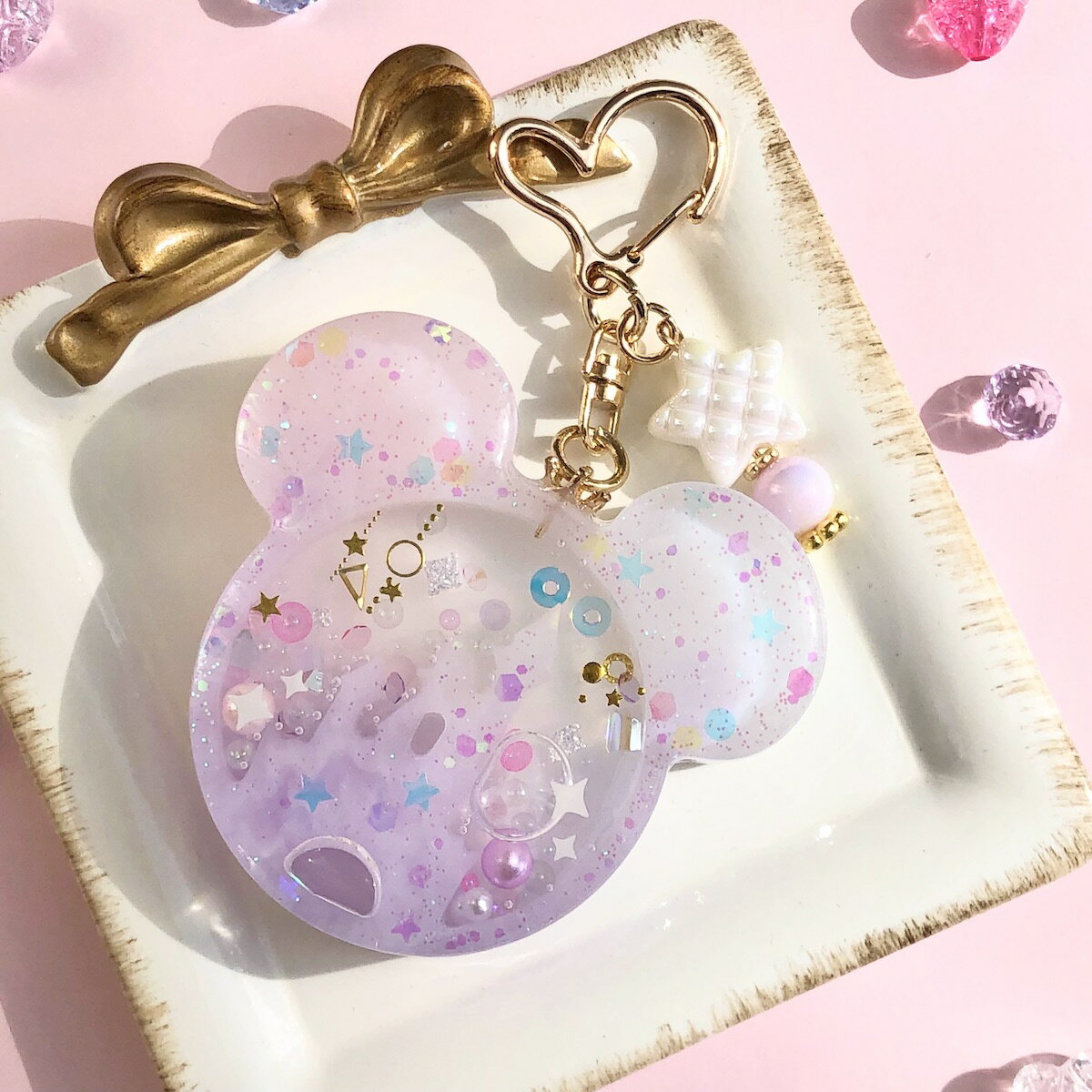 レジン モールド シリコンモールド シャカシャカ キーホルダー くま ねずみ 王冠 ...