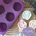 シリコンモールド 花 薔薇 6個取り アロマストーン アロマキャンドル キャンドル ソイワックス 石鹸 レジン型 エポキシ樹脂 石膏 ハンドメイド クラフト用 型枠
