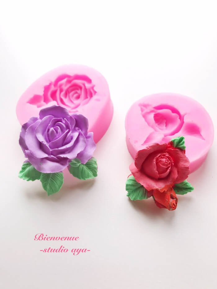 楽天Myrtille Craft 楽天市場店【マラソン中最大600円OFFクーポン配布!!】シリコンモールド レジン 花 バラ 2点セット アロマストーン アロマキャンドル キャンドル レジン型 エポキシ樹脂 ハンドメイド クラフト用 型枠