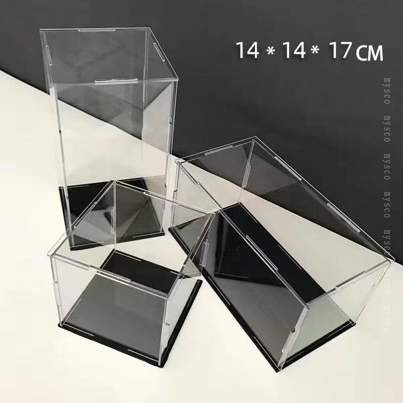 フィギュアケース アクリルケース UVカット コレクションケース 頑丈 汚れ防止 黒い台座 透明 アクリル 大型 展示ケース フィギュア ホビー用 収納 ボックス ディスプレイケース 組み立て簡単 mysco 3