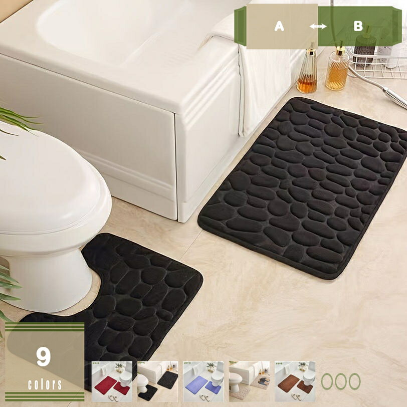 300円OFFクーポン 風呂マット 厚い ふわふわ 吸水 速乾 石模様 足ふきマット エレガント おしゃれ 無地 茶色 赤色 グレー ベージュ バスマット ベッドの辺 和室 和風 洋室 ホテル 玄関 カーペット ポリエステル繊維 柔らかい 通気性 滑り止めラグ mysco