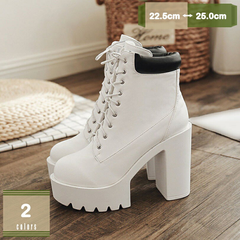 500円OFFクーポン ショートブーツ 編み上げ ブーツ レースアップ レディース 厚底 大きいサイズ 編み上げブーツ 厚底ブーツ 白 黒 太ヒール 厚底ブーツ レディース 秋冬ブーツ 疲れない ショート 歩きやすい ミドルブーツ mysco