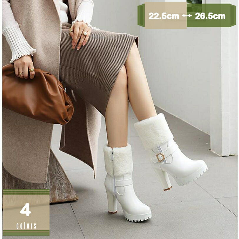 500円OFFクーポン もこもこ ブーツ レディース ブーティ 痛くない ハイヒール ショートブーツ おしゃれ 小さいサイズ 結婚式 厚底 太ヒール 歩きやすい チャンキーヒール 10センチ 美脚 フォーマル バックル パーティー ショートブーツ 幅広 mysco