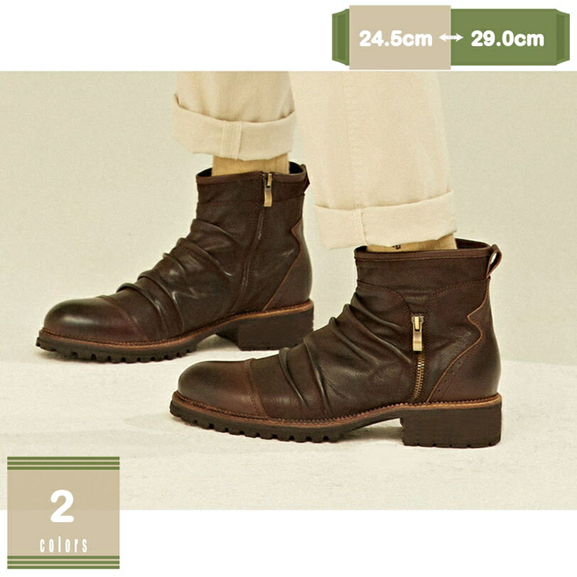ショートブーツ ハイカット メンズ 本革 レザー 革靴 ビジネスブーツ サイドジッパーブーツ 無地 ハイカット 滑り止め 紳士靴 クラシック 柔らかい トレッキング 仕事履き 遠足 ソフトクッション 大きいサイズ mysco