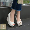 1620円OFFクーポン パンプス 痛くない 歩きやすい 走れる 楽 10cmウエッジソール オープントゥ 白 大きいサイズ 脱げない 小さいサイズ 靴 歩きやすい ハイヒールウエッジヒール 授業参観 結婚式 黒 ブラック ホワイト 白色 mysco