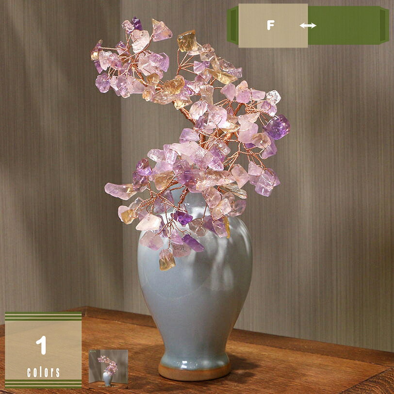 3500円OFFクーポン 天然石 天然水晶 水晶樹 クリスタルツリー 招財樹 ローズクォーツ アメジスト シトリン 風水 縁起物 金運アップ 開運 インテリア 置物 福運 お守り お礼 贈り物 プレゼント 紫水晶 葡萄石 mysco