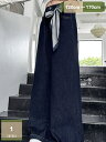 500円OFFクーポン デニムパンツ ワイドパンツ ウエストゴム ロング ジュニア ゆったり 子供服 女の子 シンプル カジュアル 普段着 子供服 春 秋 mysco