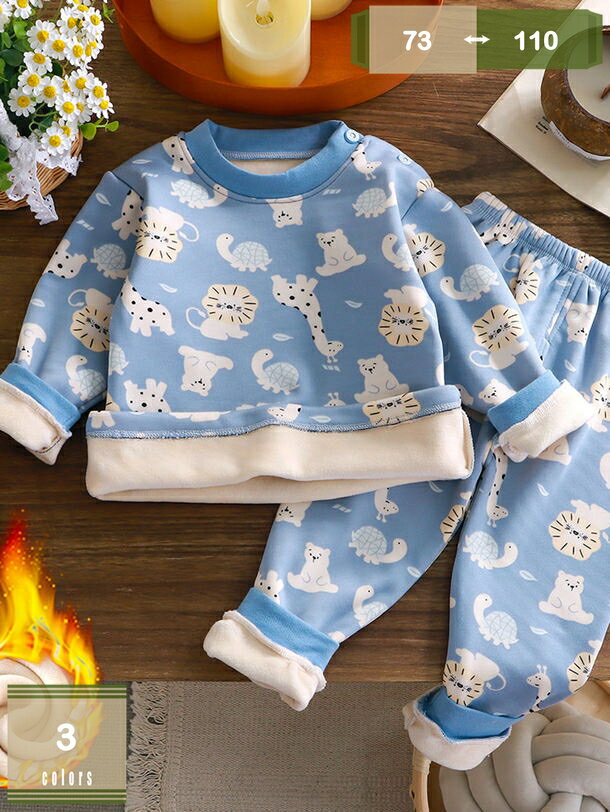 300円OFFクーポン 子供服 パジャマ 女の子 男の子 綿100 腹巻き ルームウェア 長袖 ベビー 上下セット ..