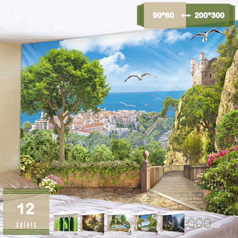 300円OFFクーポン インテリア タペストリー 癒し おしゃれ 森の滝 湖 鳥 多機能 装飾用品 装飾壁掛け カスケード ジャングル 植物 青葉 花 野生動物 ウォールアート 新居祝い 布 目隠し テレワーク リモートワーク 背景布 部屋 飾り 大きい 大判 mysco