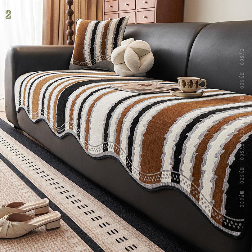 500円OFFクーポン ソファーパッド コットンカバー 北欧風 防ダニ キルティングカバー おしゃれ ソファマット 水洗える 爪とぎ防止 無地 ソファーカバー 厚手 四季通用 柔らかい 肌触り マルチカバー 汚れに強い 単品販売 ストライプ mysco [2]