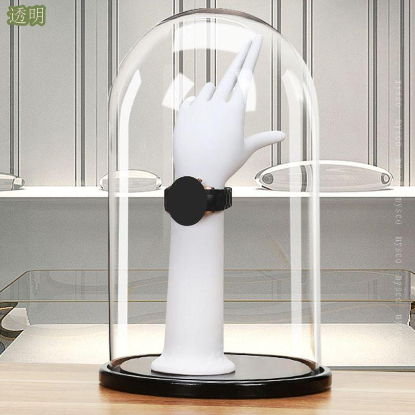 500円OFFクーポン 透明ガラスカバー ジュエリー ブロック 防塵 台座付き 大型 フィ...