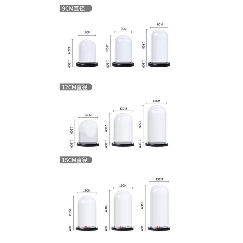 500円OFFクーポン 透明ガラスカバー ジュエリー ブロック 防塵 台座付き 大型 フィ...