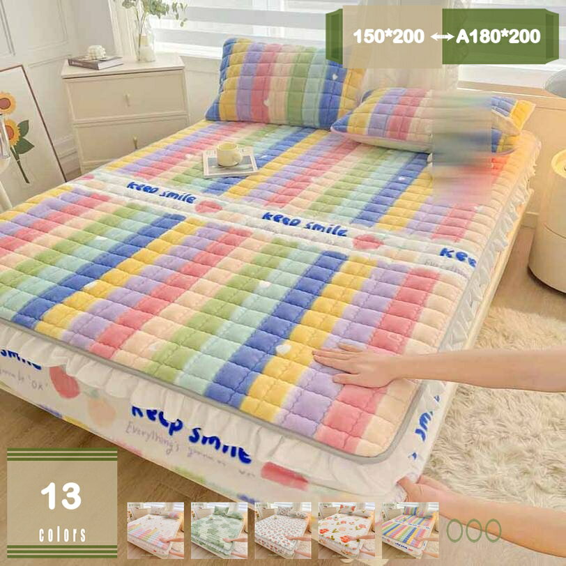 300円OFFクーポン パッド一体型ボックスシーツ シングル 秋冬 あったか 敷きパッド ベッドパッド フランネル 秋冬用 ボックスシーツ 洗える 敷き毛布 ベッドシーツ マットレスパッド 静電気防止 抗菌防臭 防ダニ 吸湿発熱 円周ゴム付き ずれない mysco