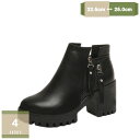 300円OFFクーポン レディース ショートブーティー 春秋冬 前厚 厚底 7.5cm サイドジップ 太ヒール プラットフォーム ショートブーツ アンクルブーツ ハイヒール ブーツ ブーティ 美脚 黒 チャンキーヒール ストーム レディース靴 痛くない mysco