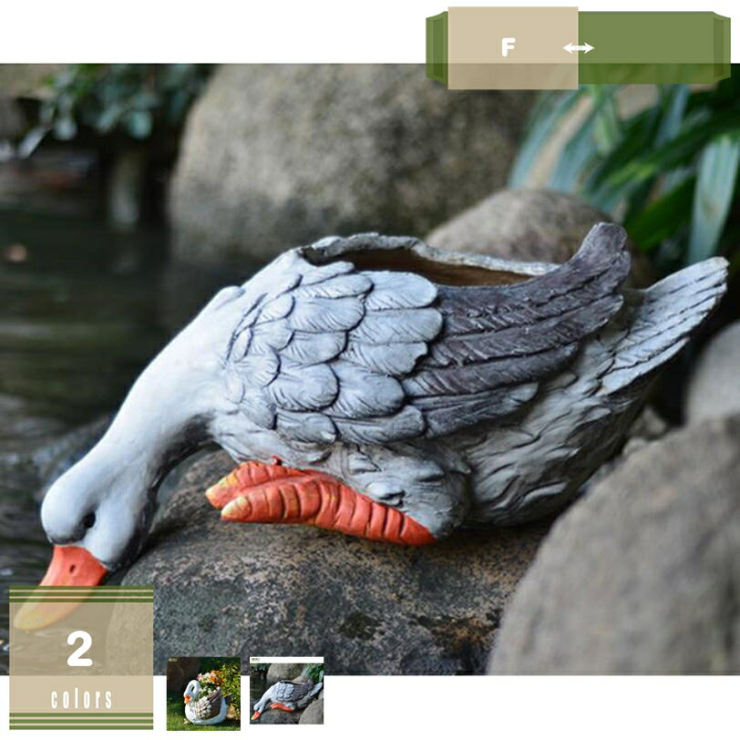 动物 - 置物 ガーデンオブジェ 動物 ガチョウ 彫像 ガーデニング 庭の置物 オーナメント アニマル オブジェ 花壇の置物 おしゃれ インテリア 雑貨 記念品 ガーデン雑貨 アウトドア デコレーション 庭に置く プレゼント 園芸 mysco