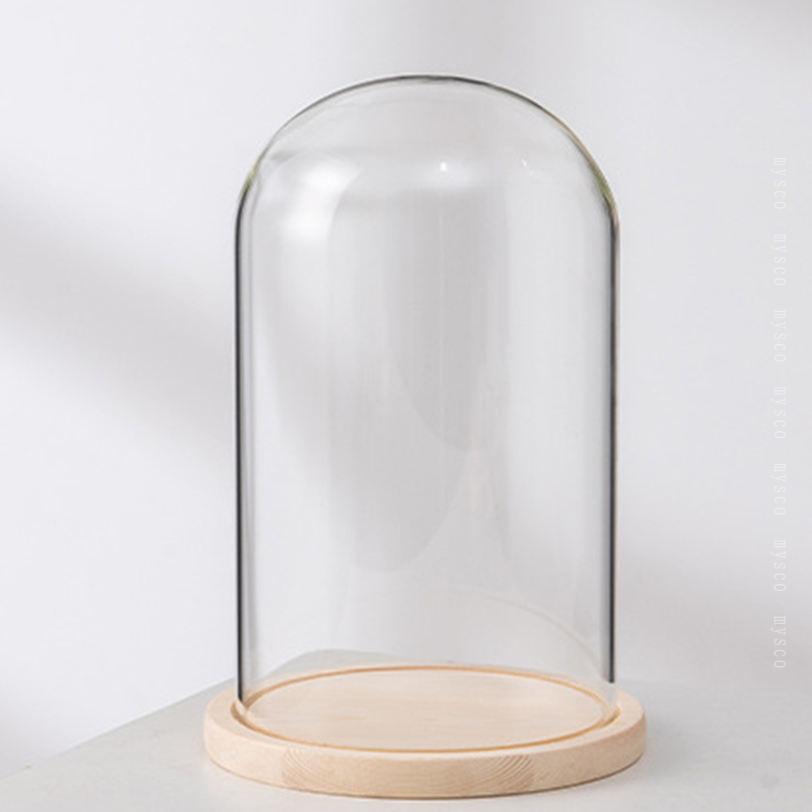まいすこ　楽天市場店の300円OFFクーポン 透明ガラスドーム ガラス製 ドーム型 ディスプレイ 永生花 プリザーブドフラワー用 DIYミニチュア景観 フィギュア インテリア 防塵カバー 卓上装飾用 展示ケース ディスプレイケース プレゼント mysco｜アングル3