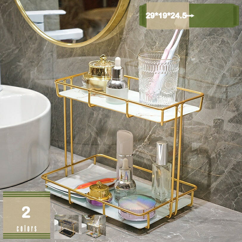 2段バスルームメイクアップラック バスラック 香水ラック バスルーム香水ラック化粧品収納ディスプレイ..