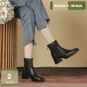 レディースブーツ ファスナー ブーティ レディース チャンキーヒール 大きいサイズ ショートブーツ ラウンドトゥ 3.5cmヒール 身長アップ べたんこ ブーティー 美脚 歩きやすい 履きやすい 通勤 通学 皮靴 mysco