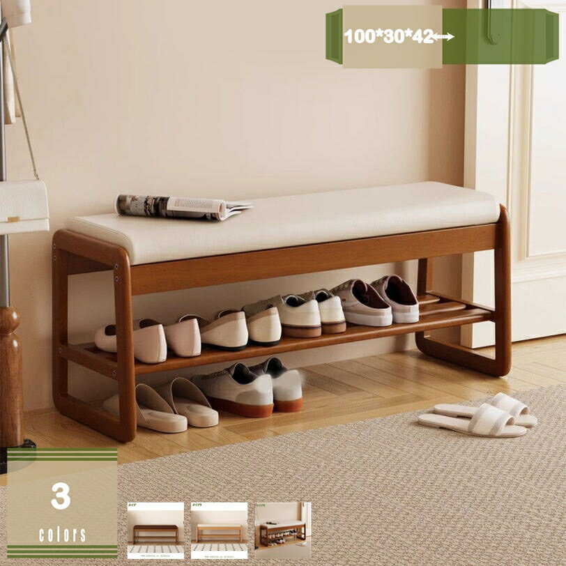 メイン素材：木【靴の履き替えの快適さを楽しむ】座面を拡大設計し、靴の履き替えの際に快適な座り心地を提供します。これにより靴の履き替えの利便性が向上し、同時にリラックスした靴の履き替え体験をお楽しみいただけます。靴の履き替えごとに快適さと喜び...
