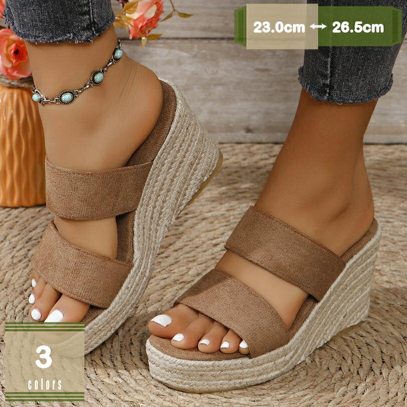 スリッパ サンダル レディーズ 厚底 かわいい ハイヒール ミュール オフィスサンダル ウェッジソール ヒール 9.5CM 夏 ファッション オープントゥ サンダル レディース サボ 美脚 厚底 つっかけ 靴 おしゃれ mysco