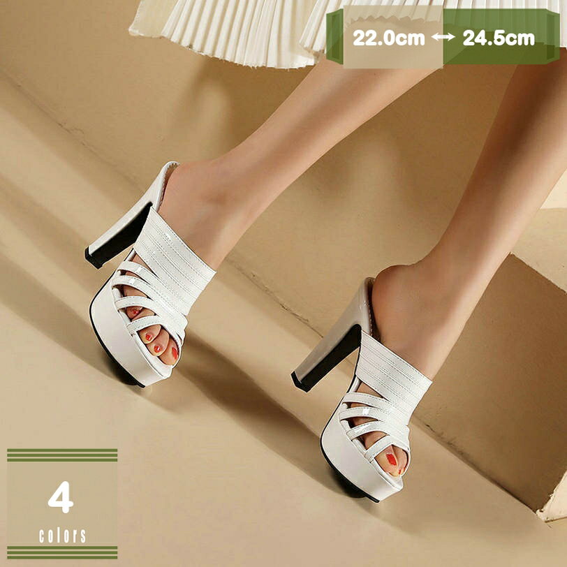 サンダル レディース ヒール かわいい 小さいサイズ 高い 歩きやすい 旅行 疲れない ミュール 11.5cm ハイヒール スリッパサンダル かかとなし シューズ つっかけ サボサンダル チャンキーヒール mysco