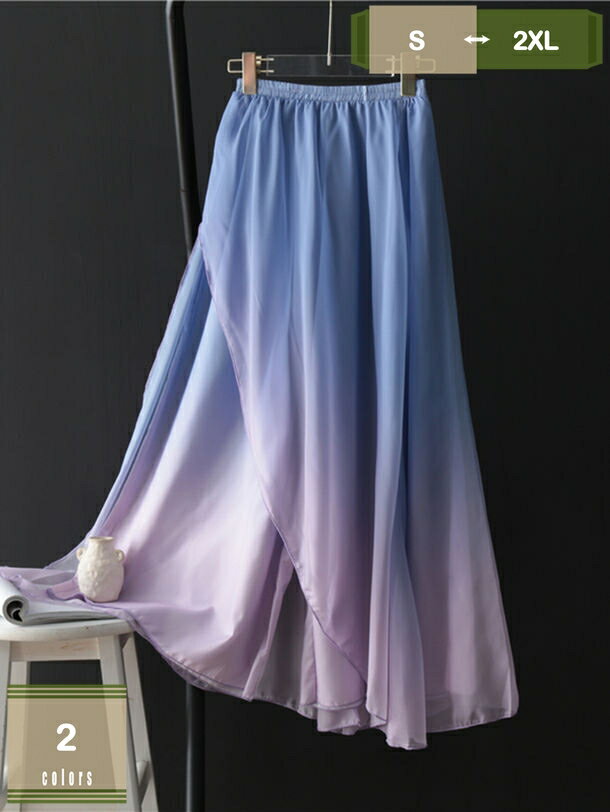 きれいめ シフォン ワイドパンツ 大きいサイズ レディース ガウチョパンツ ボトムス スカーチョ ウエストゴム ゆったり 裏地あり 夏服 涼しい ロング丈 着痩せ 通勤 薄手 美脚 練習着 演出服 舞台 春 夏 秋 mysco