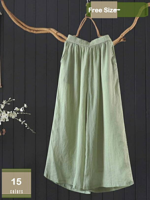 ワイドパンツ レディース 春 夏 ガウチョパンツ ロング丈 綿麻混 体型カバー おしゃれ ゆったり カジュアル ナチュラル 2枚重ね 裏地あり 美脚 着痩せ ボトムス 無地 春物 秋 ゆる 大きいサイズ ふわふわ mysco