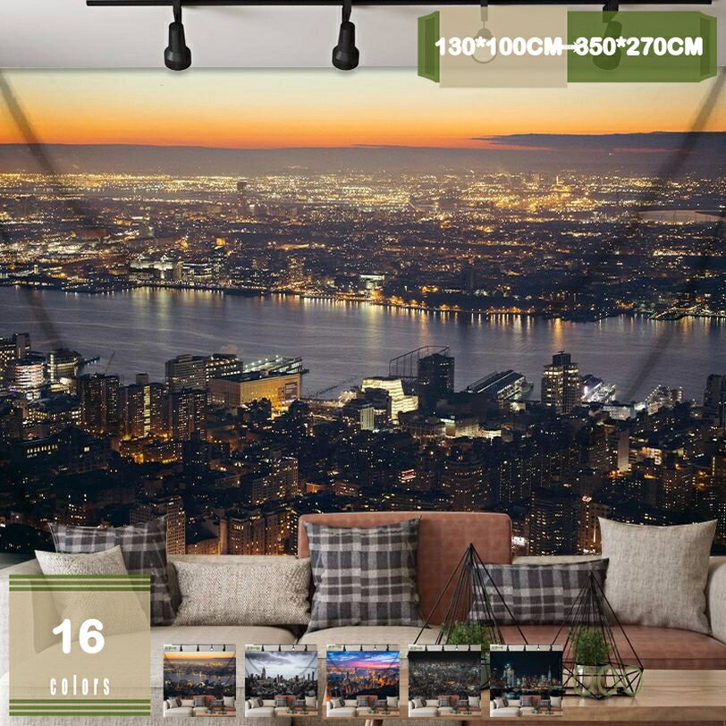 500円OFFクーポン タペストリー 都市中心 建物 ビール 油絵 壁掛け装飾 壁掛け ファッション 壁装飾ア..