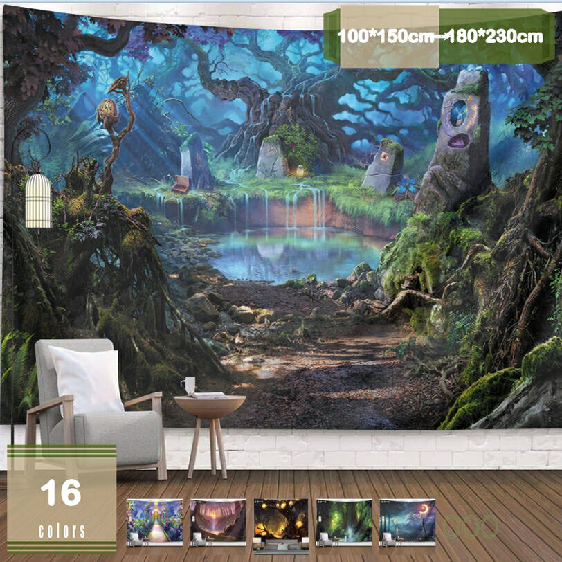 300円OFFクーポン ファッション 自然風景 タペストリー 壁掛け 屋内 屋外用 新年 贈り物 風景 木漏れ日..