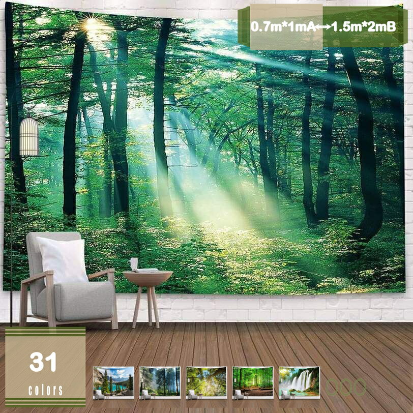 500円OFFクーポン 自然風景 タペストリー 森 木 オシャレ 壁掛け 壁飾り インテリア ウォールアート 布ポスター 部屋飾り リビング ベッドルーム お店 個性ギフト 新居祝い 布製 壁画 フォトポスター 壁ハンギング 吊り布 窓カーテン 目隠し mysco