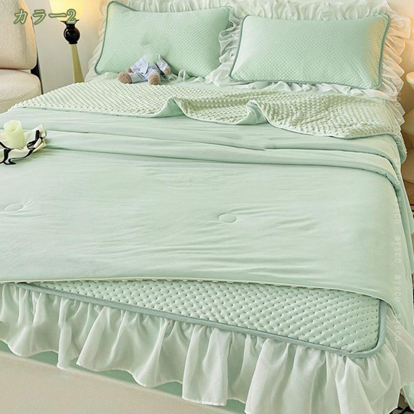 500円OFFクーポン 敷きパッド 接触冷感 ベッドパッド 吸湿 防ダニ 抗菌防臭 吸汗 ベッドシーツ 洗える ボックスシーツ一体型 夏用 パッド一体型ボックスシーツ フリル付き 姫系ベッドシーツ 冷感マット さらっとした肌触り 長く使える ゴム付き 着脱簡単 枕カバー付き [3]