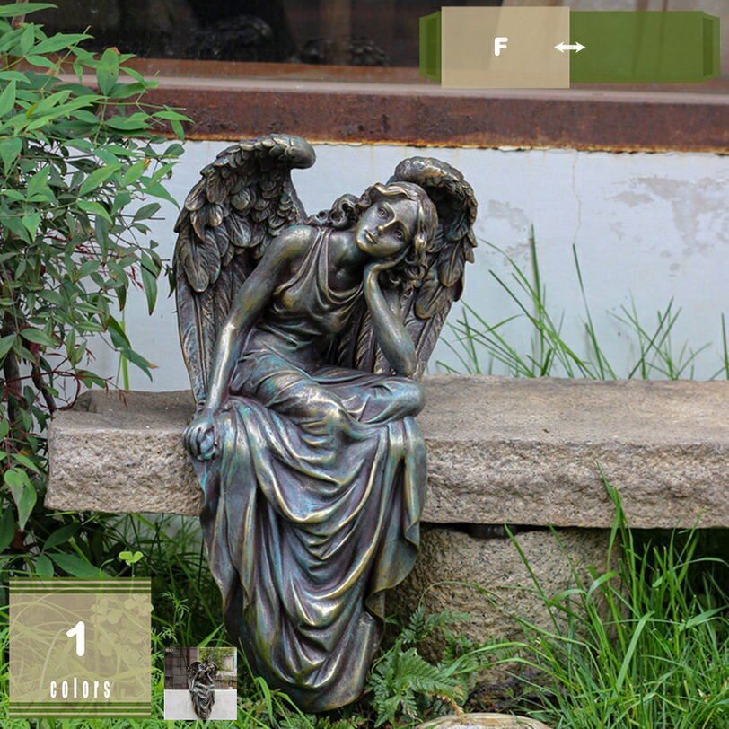 置物 天使 エンジェル 彫刻 インテリア オブジェ 工芸品 ギフト ガーデン 庭 かわいい 庭の彫像 ガーデニング雑貨 天使の像 ガーデンオーナメント 芝生 花壇 屋外 北欧雑貨 贈り物 癒し おしゃれ 誕生日プレゼント mysco