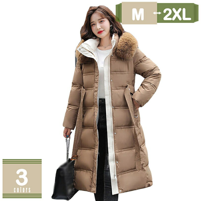1000円OFFクーポン ダウンジャケット レディース ダウンコート ロング丈 アウター ミドル丈 フード付き 厚手コート ファー付き 無地 暖かい 軽量 防風 冬服 オシャレ 通勤 20代 30代 40代 50代 体形カーバー 防寒服 ロングジャケット mysco