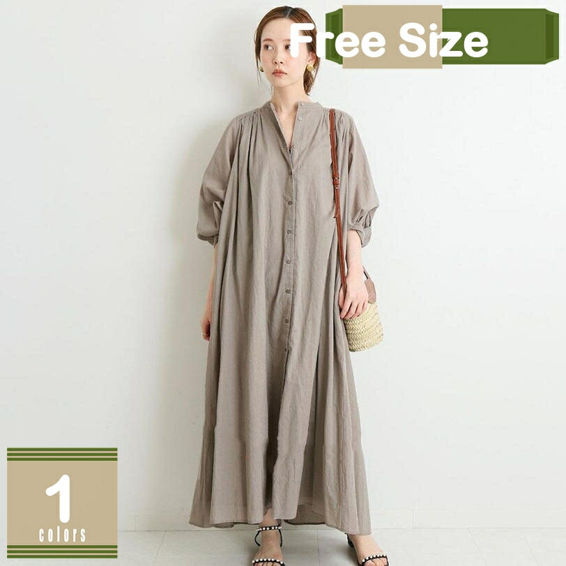 ワンピース ロングスカート リネン マキシワンピース ドレス 大きいサイズ 長袖 ファッション 痩せて見える 復古 丸首 膝丈 かわいい 大振り ボタン 魅力 やさしい クラシカル Aライン プリーツ ハイウエスト 夏 オフィス mysco