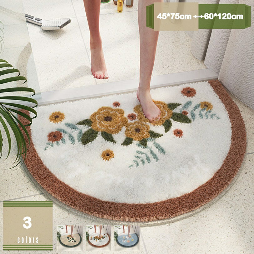 バスマット 足ふきマット お風呂マット 速乾 吸水 丸洗い マイクロファイバー 高密度 滑り止め 抗菌防臭 キッチン 玄関 ドア 浴室 洗面所 洗面所 ふわふわ ソフトタッチ 厚手 一人暮らし シンプル 花柄 北欧風 かわいい mysco