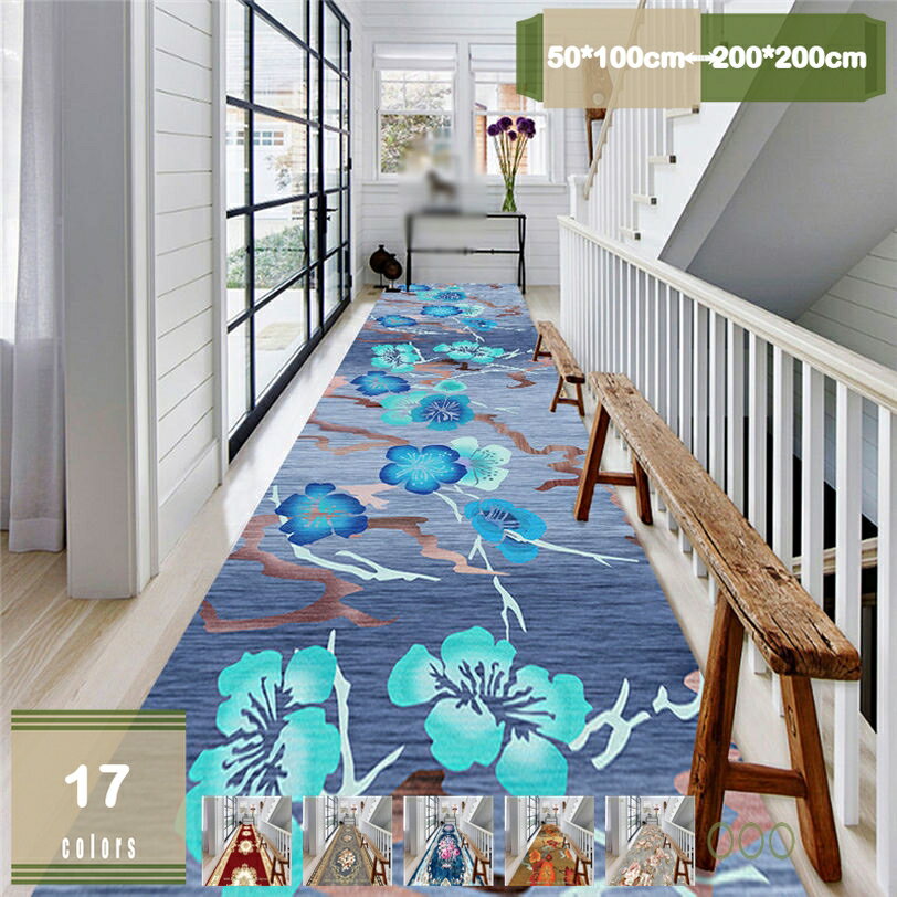 ラグ ロングカーペット 花模様 洗える 滑り止め モダン 北欧風 寝室書斎 子供部屋 玄関キッチンマット 敷物 防音 消臭 防ダニ 折り畳み 春秋冬夏 ロングカーペット ロングマット おしゃれ 廊下敷き 掃除易い mysco