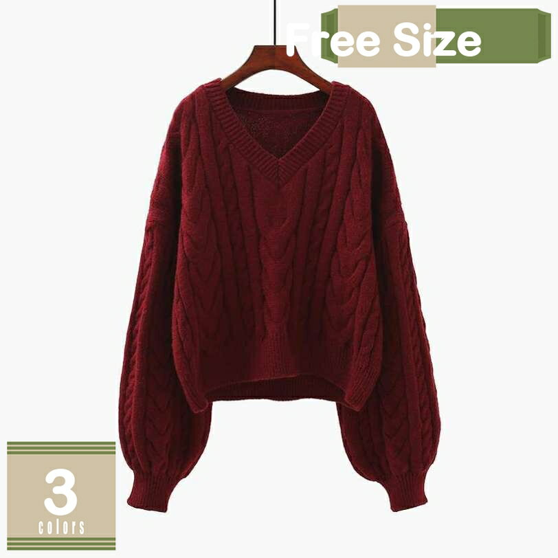 vネックニット vネック レディース ニット 長袖 通勤 通学 防寒 ワイドスリーブ Vネック Vネック セーター トップス 長袖ニット プルオーバー ニット レディースニット 大きいサイズ 秋物 ギフト プレゼント セーター myscoのサムネイル
