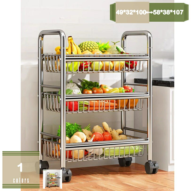 ステンレスワゴン キャスター付き 3段 大型 組立不要 4段 幅49 奥行32 高さ75cm 業務用 キッチンワゴン マルチワゴン 厨房 配膳 作業台 エステワゴン ネイルワゴン 美容室ワゴン サロン ワゴン カート mysco