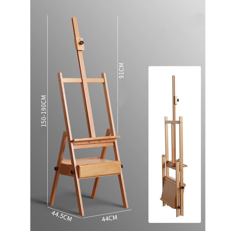 1000円OFFクーポン イーゼル 木製 大型 イーゼルスタンド 折りたたみ 組立簡単 高さ150-190cm 引き出し付き H型フレーム 安定性高い 絵画 画材 キャンバス立て スケッチ デッサン 写生用 油絵用 描画用 芸術家 学生 初心者 mysco