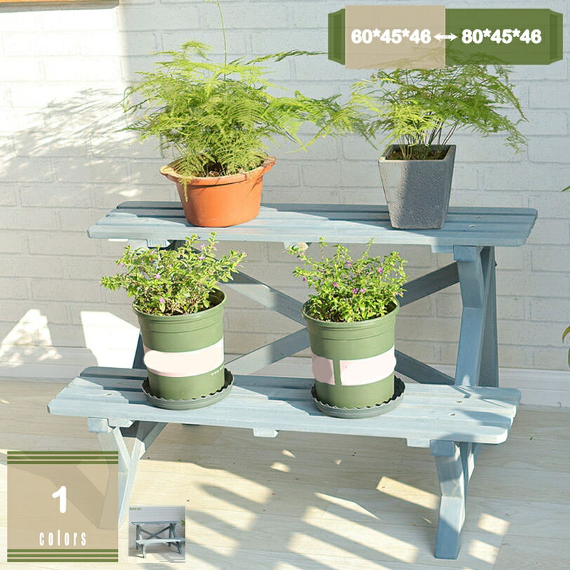 1000円OFFクーポン フラワースタンド2段 木製フラワースタンド ガーデニング 花台 植木鉢 鉢置き フラ..