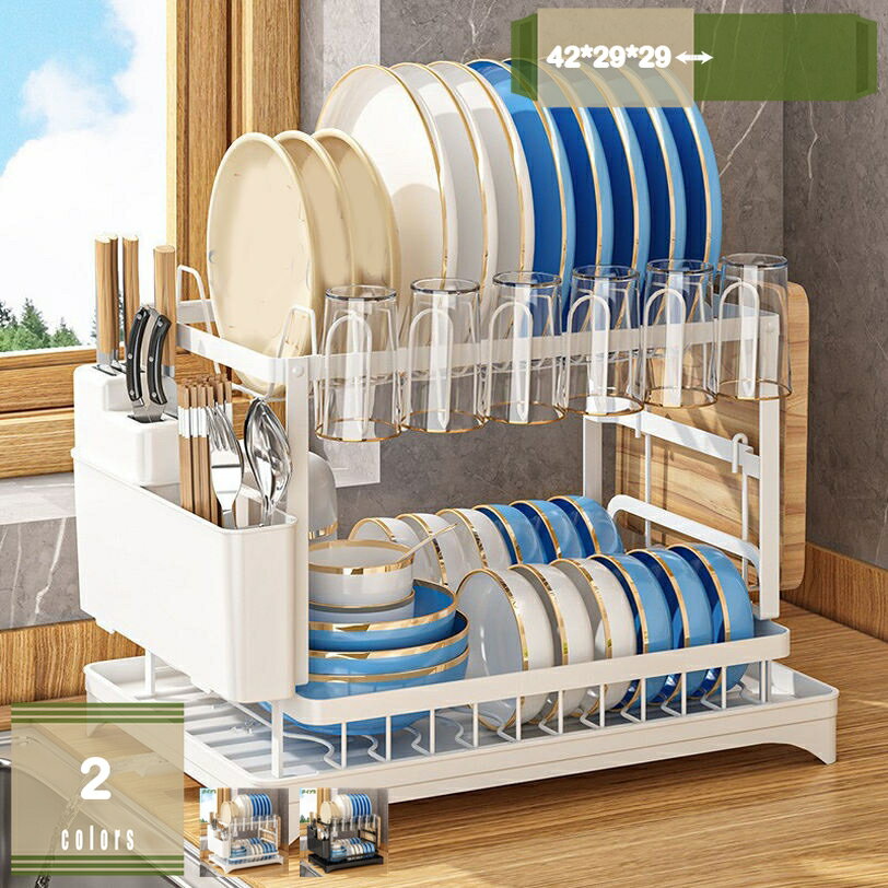 500円OFFクーポン 水切りラック スリム 食器 水切り かご シンク上 ラック 大容量 キッチン 箸立て コップホルダー 省スペース 食器乾燥水切りカゴ 乾燥ラック 皿立て ミズキリラック ショッキ 洗いかご キッチン 自動排水 組立簡単 2段式 mysco