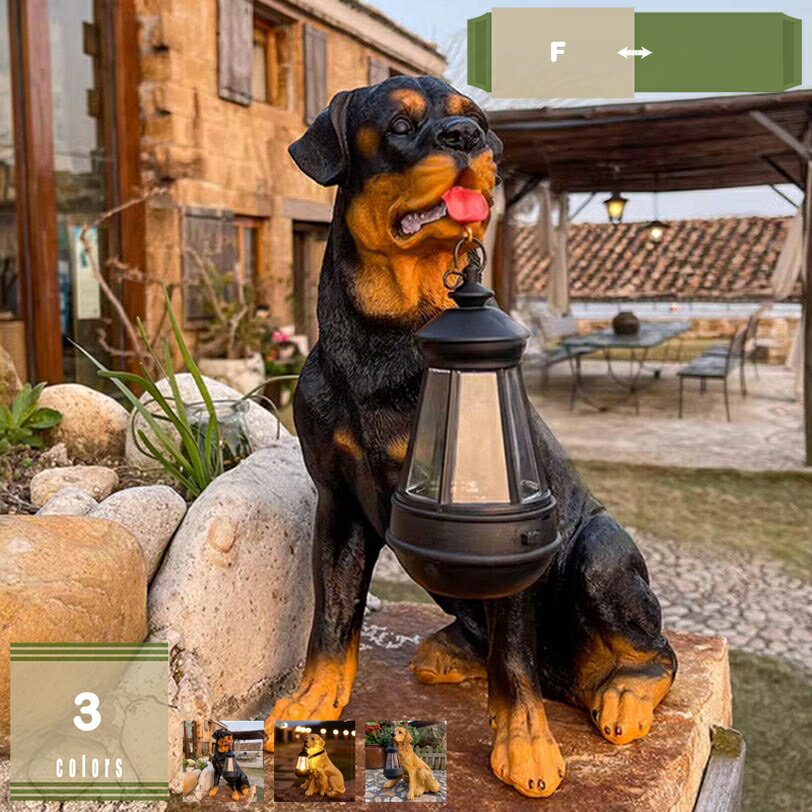 500円OFFクーポン 置物 犬 玄関 ソーラーライト ガーデンライト 屋外用 自動点灯 防水 オブジェ 樹脂 ガーデニング 可愛い 動物 彫像 インテリア 庭オーナメント デコレーション ガーデン雑貨 庭置物オブジェ 園芸装飾 プレゼント 贈り物 mysco