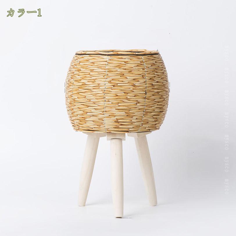 藤編 フラワースタンド 丸 花台 ハンギングプランター おしゃれ プランターハンガ...