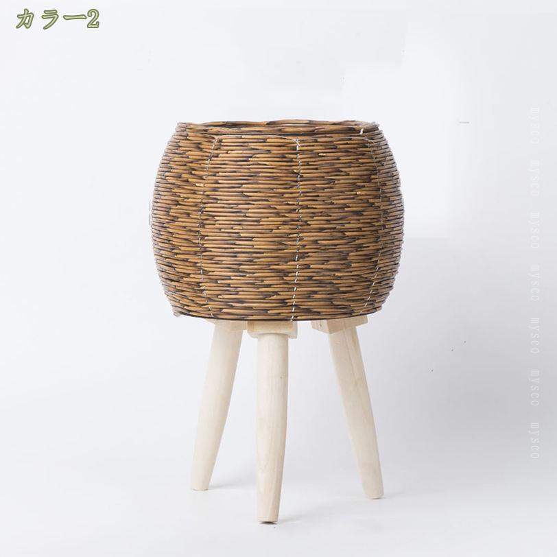 藤編 フラワースタンド 丸 花台 ハンギングプランター おしゃれ プランターハンガ...