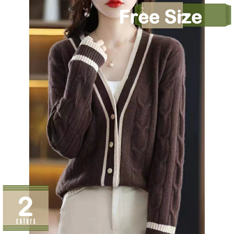 カーディガン レディース ニット Vネック ゆったり 体型カバー 保温 ふわふわ ショートニット レトロ 可愛い カジュアル リブ トップス アウター 羽織 厚手 通勤 秋 冬 おしゃれ 伸縮性 無地 ファッション 着痩せ 通勤 ニットカーディガン mysco(4.0)