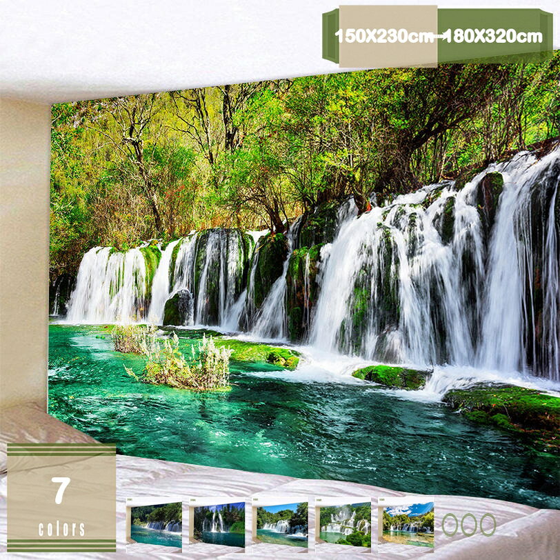 500円OFFクーポン タペストリー 壁掛け 風景 木漏れ日の森 撮影用 背景 間仕切りカ...