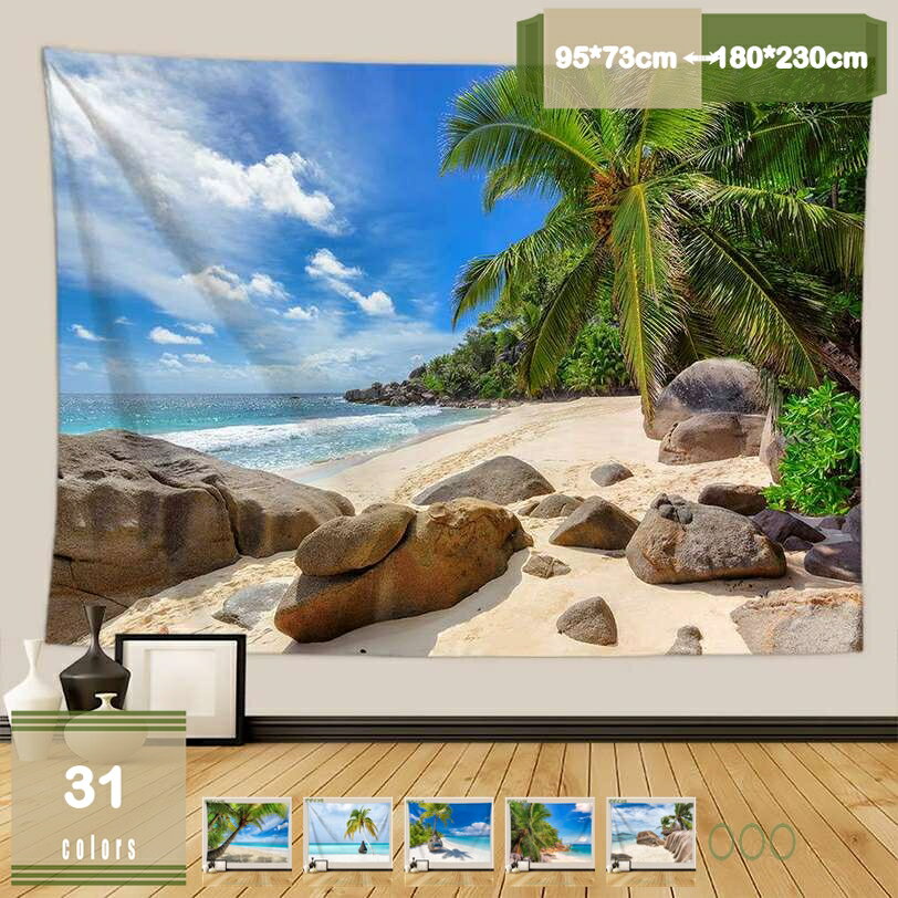 300円OFFクーポン タペストリー 大判 大きい 楽園 南国 だまし絵 海 ビーチリゾート 砂浜 窓 目隠し ビデオ会議背景 飾り カーテン 店舗用アート オシャレウォールアート 多機能壁掛け 現代インテリア 模様替え 布 店舗 什器 テレワーク 背景 個性的な贈り物 新居祭り mysco